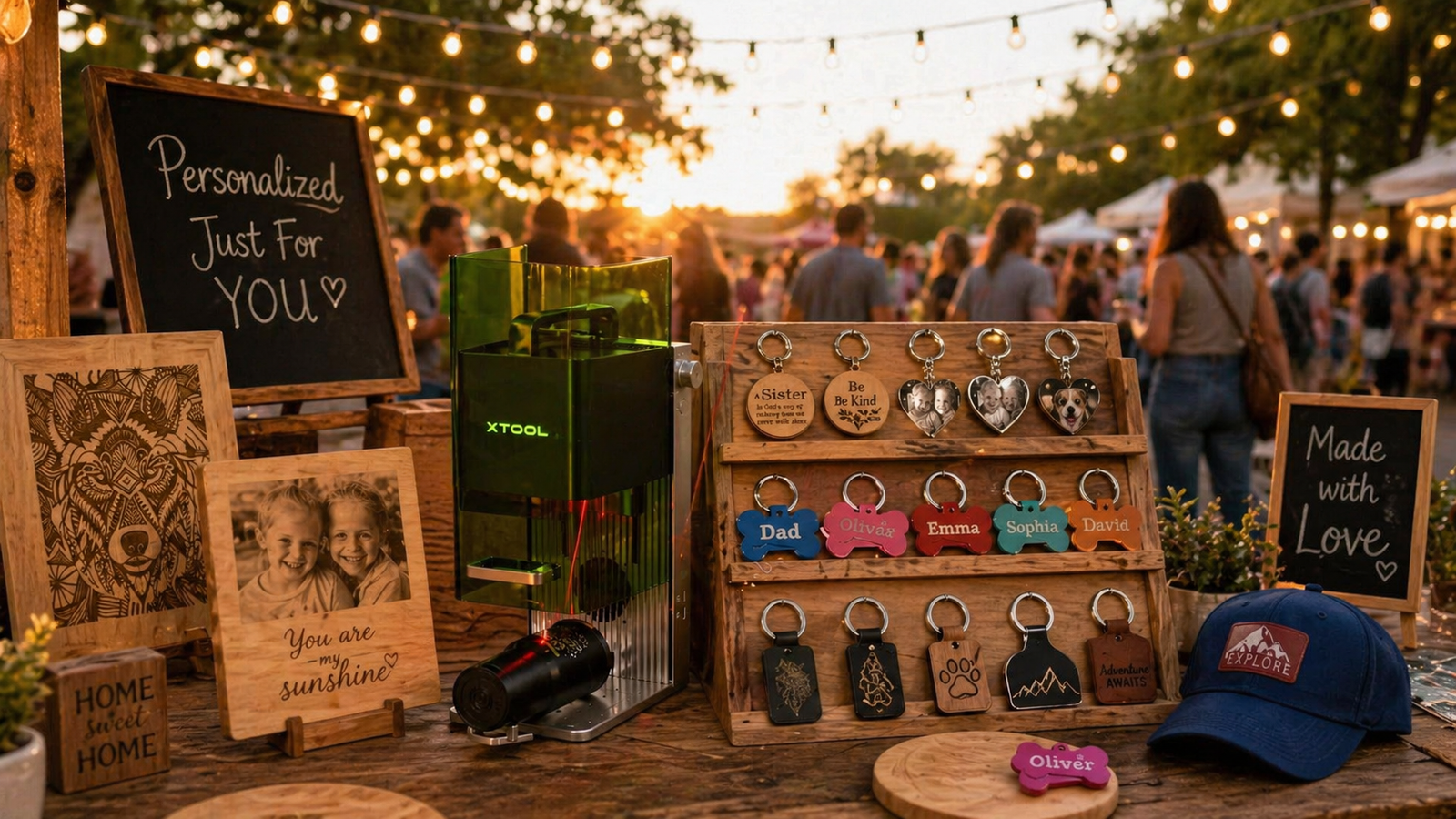 xTool F1 at a craft fair booth