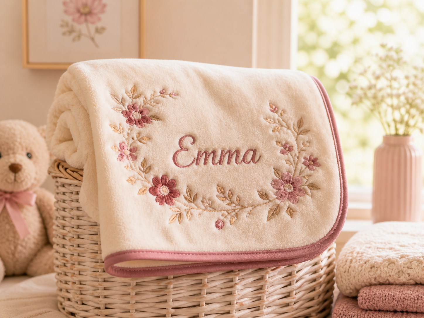 Embroidered baby blanket